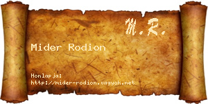 Mider Rodion névjegykártya